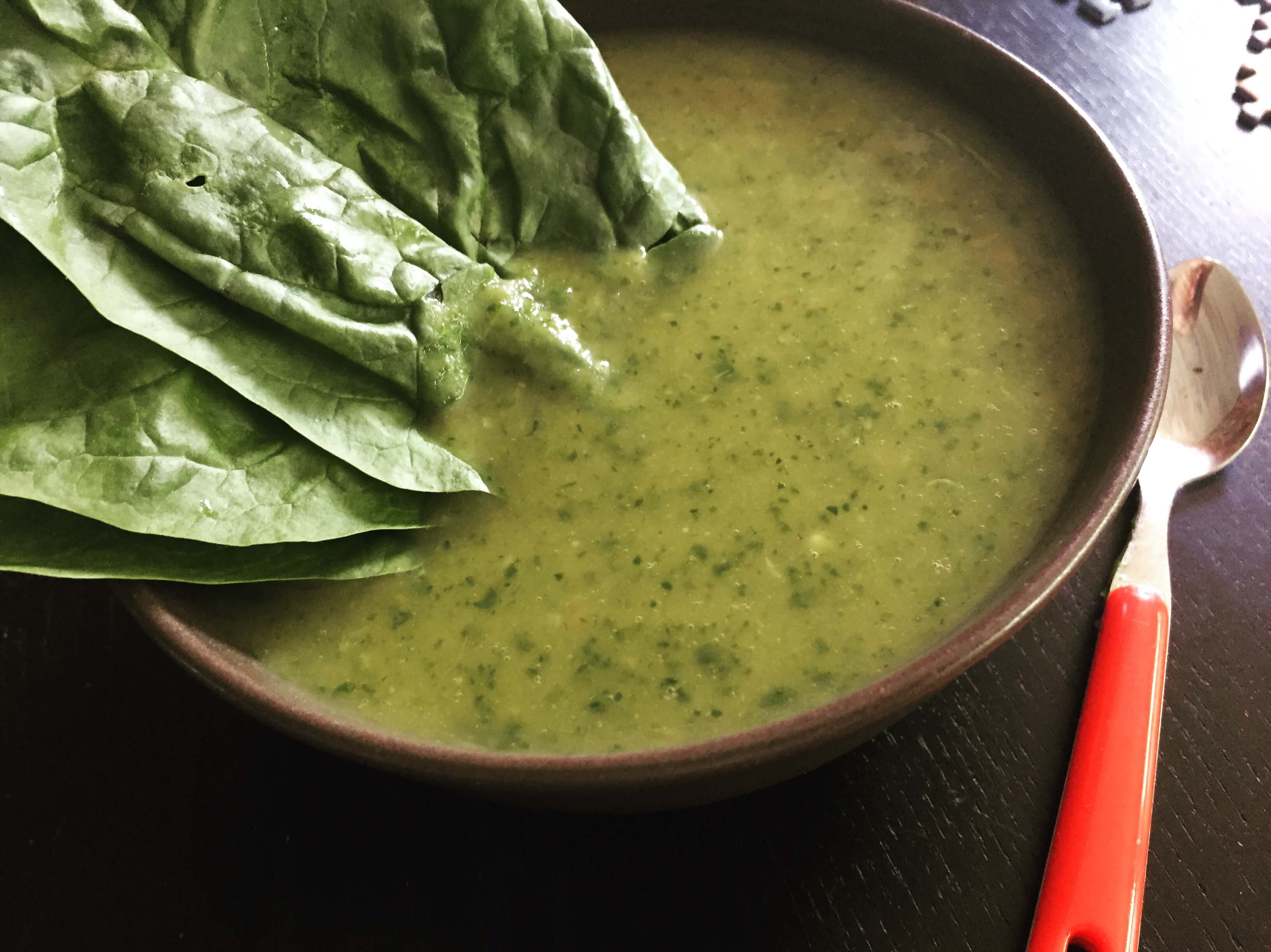 Vegane Spinatsuppe mit Knoblauch auf Essen-Ohne.de